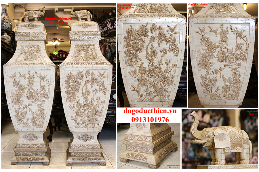 Bình Sứ Đẹp - Dáng Tỳ Bà, Vẽ Tứ Quý