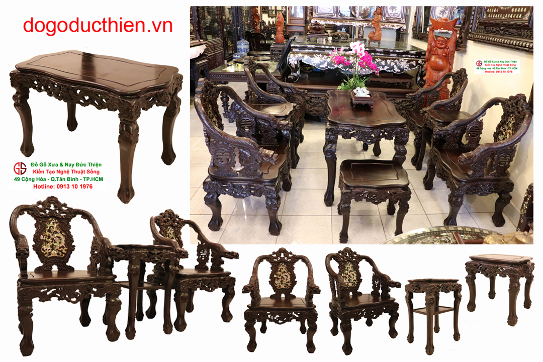 Bộ bàn ghế Minh Rồng tuyệt đỉnh của chạm khắc
