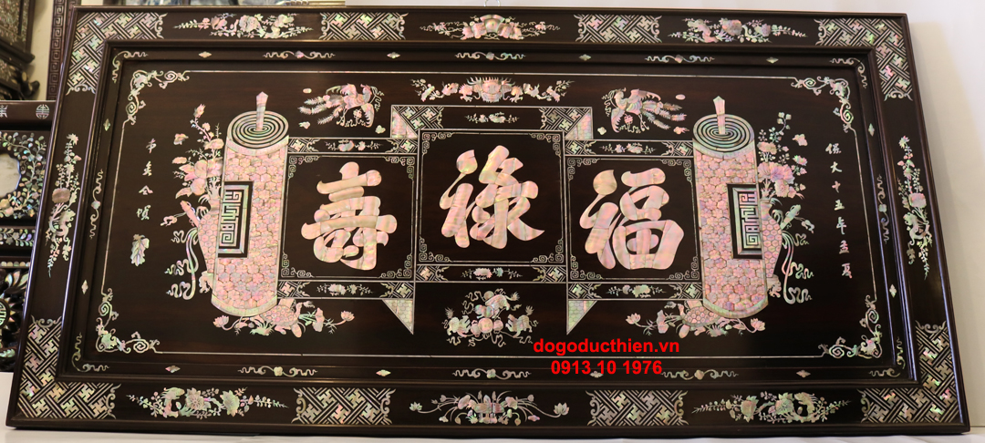 Đại Tự Gỗ Cẩn Ốc Đẹp: Phúc Lộc Thọ